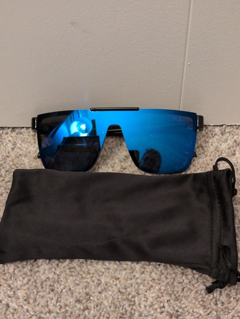 Vince Camuto Blue Shield Sunglasses - Modern Flat-Top Visor